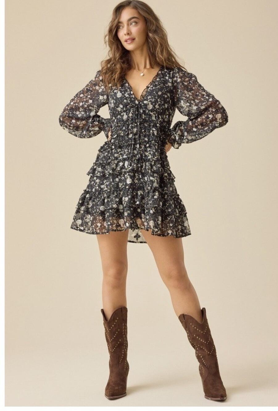 Alter’d State Floral Mini Dress Size XS Black green gold Discontinued Rare